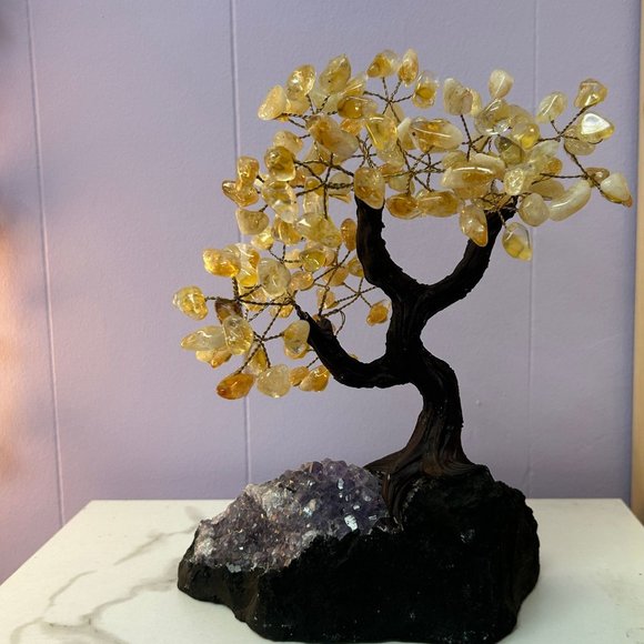 Handmade Citrine Gemstone Tree on an Amethyst Base - Picture 5 of 8